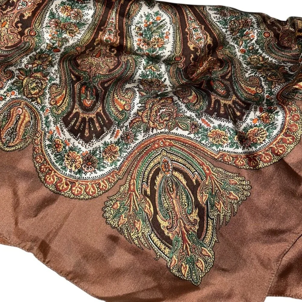 liberty of london classic 100% silk brown paisley scarf